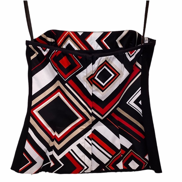 White House Black Market Red & Black Geometric Corset Bustier Top - Picture 5 of 9